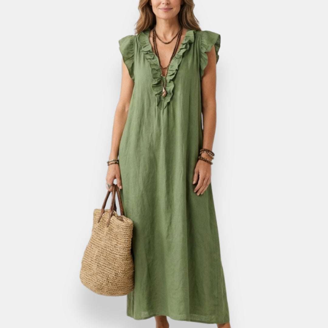 Félourinde | Robe maxi volants col