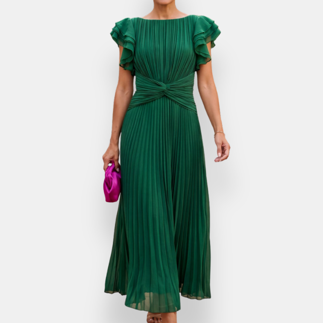 Cyvienne | Robe longue plissée à nœud