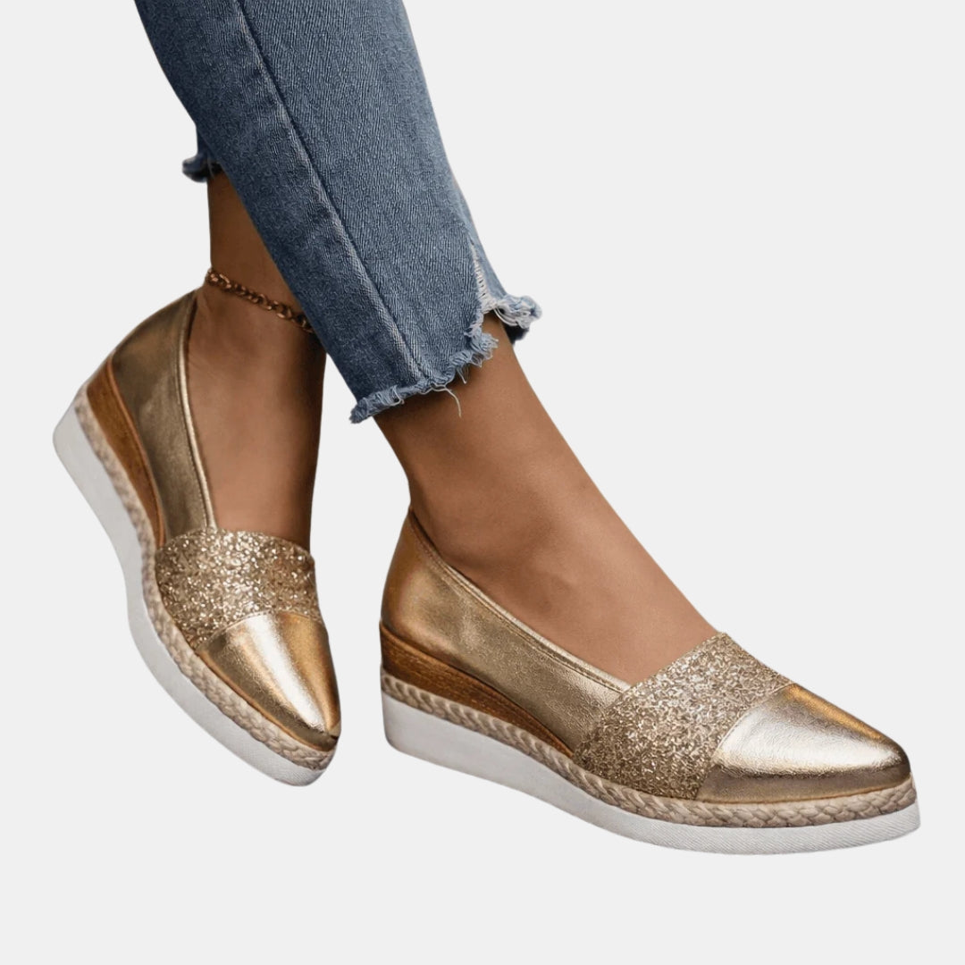 Guilaine | Mocassins compensés glitter