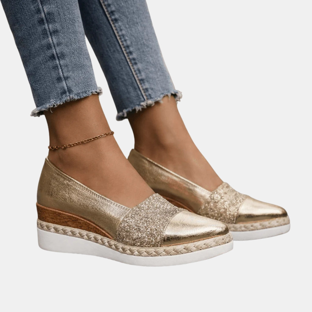 Guilaine | Mocassins compensés glitter