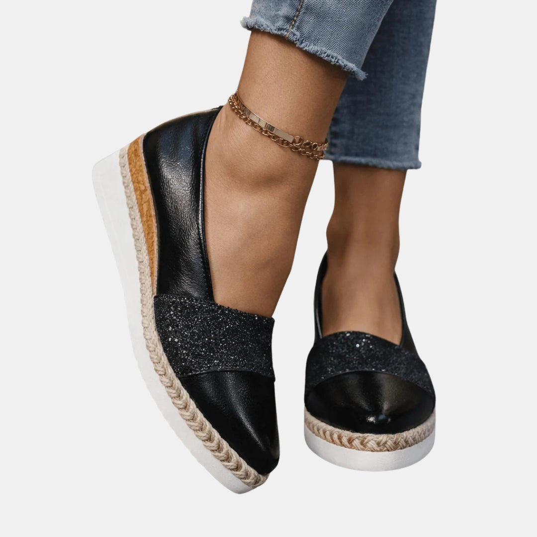 Guilaine | Mocassins compensés glitter