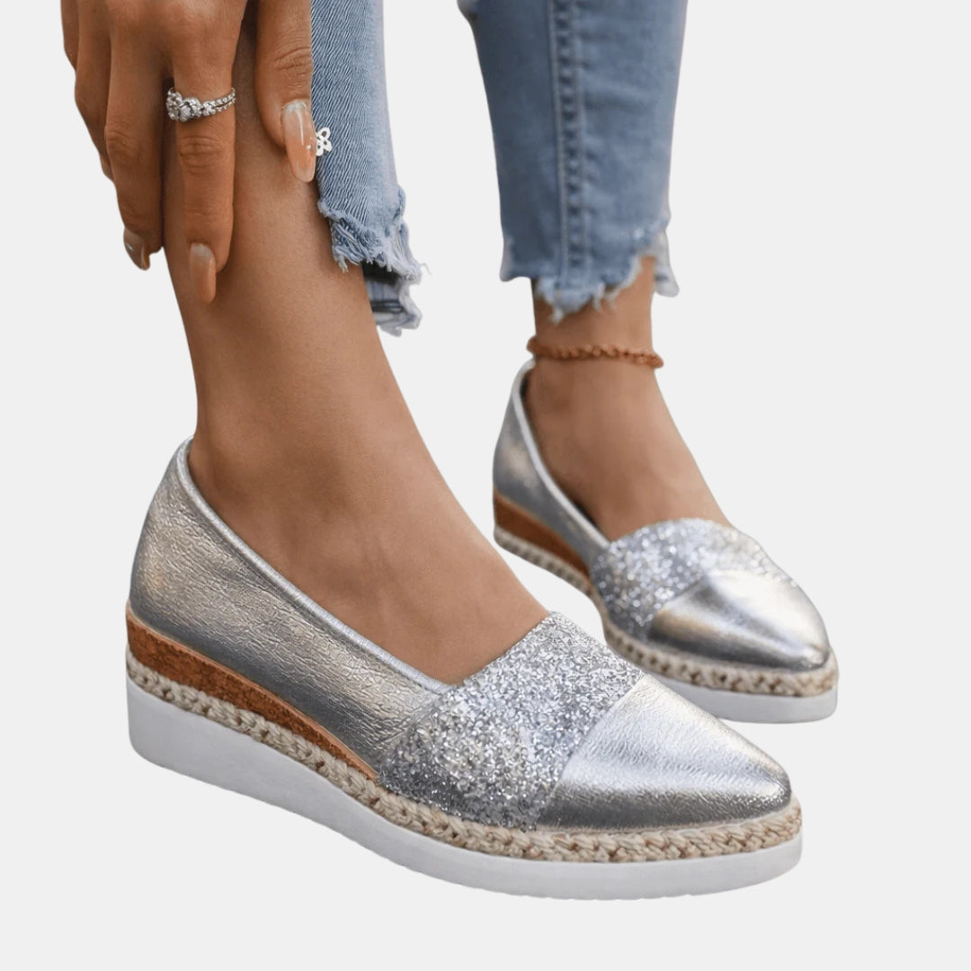 Guilaine | Mocassins compensés glitter