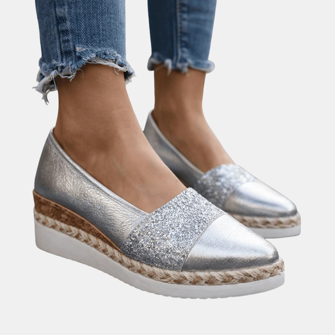 Guilaine | Mocassins compensés glitter