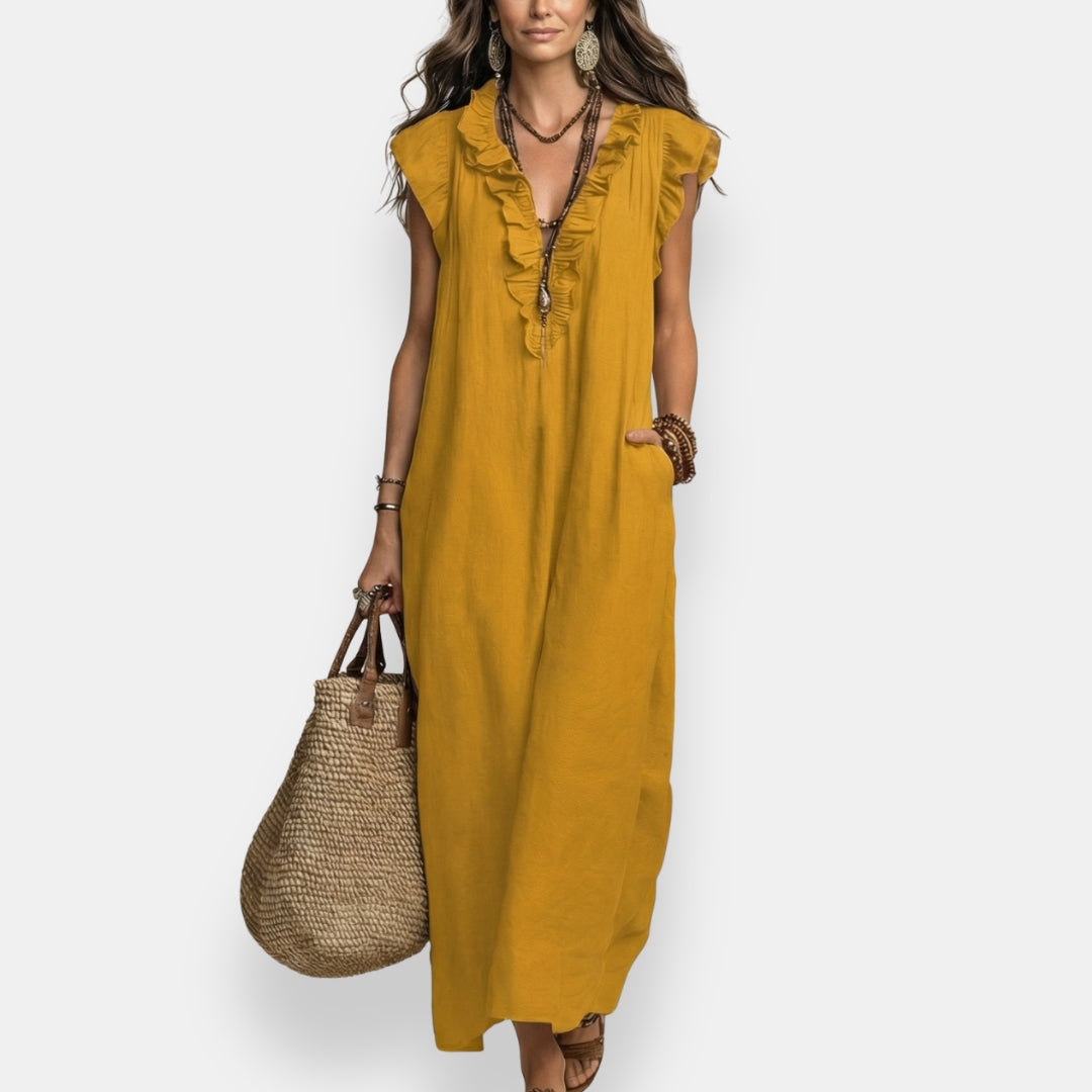 Félourinde | Robe maxi volants col