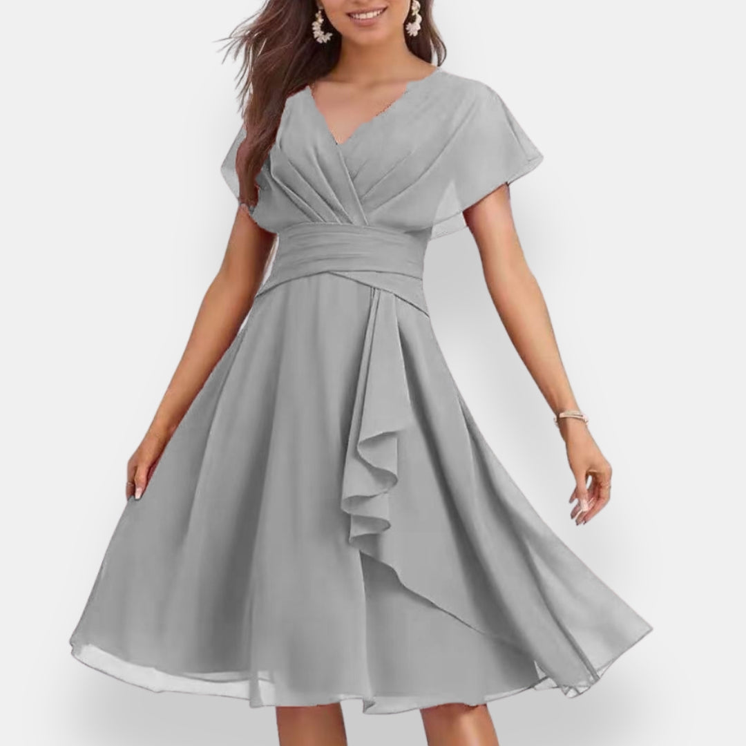 Hespérie | Robe midi cintrée à volants