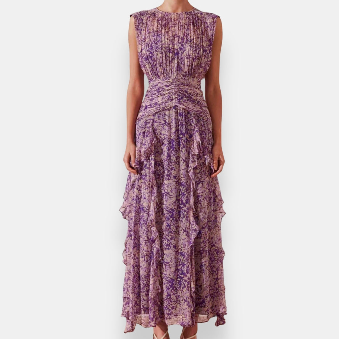 Damaris | Robe longue plissée à volants