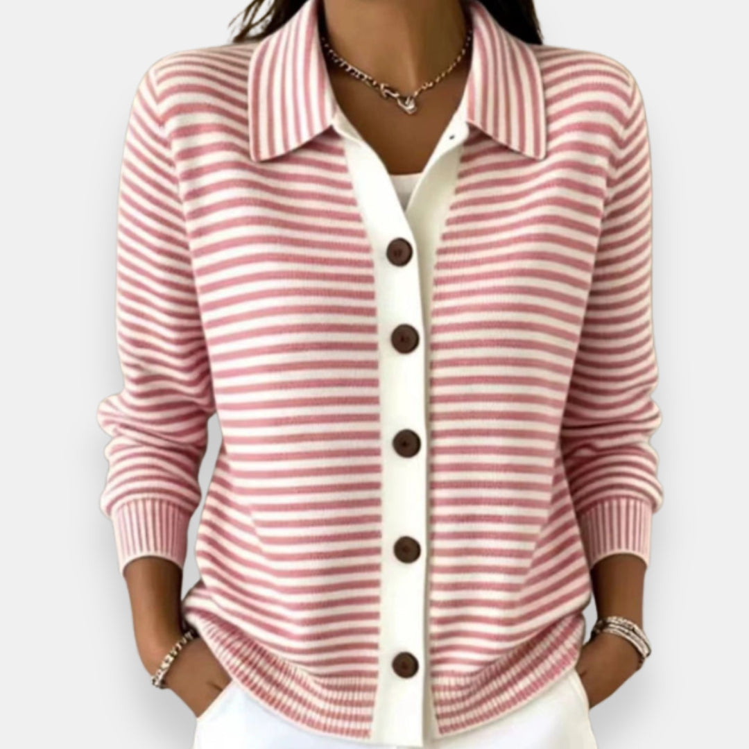 Dénise | Cardigan Rayé Boutonné