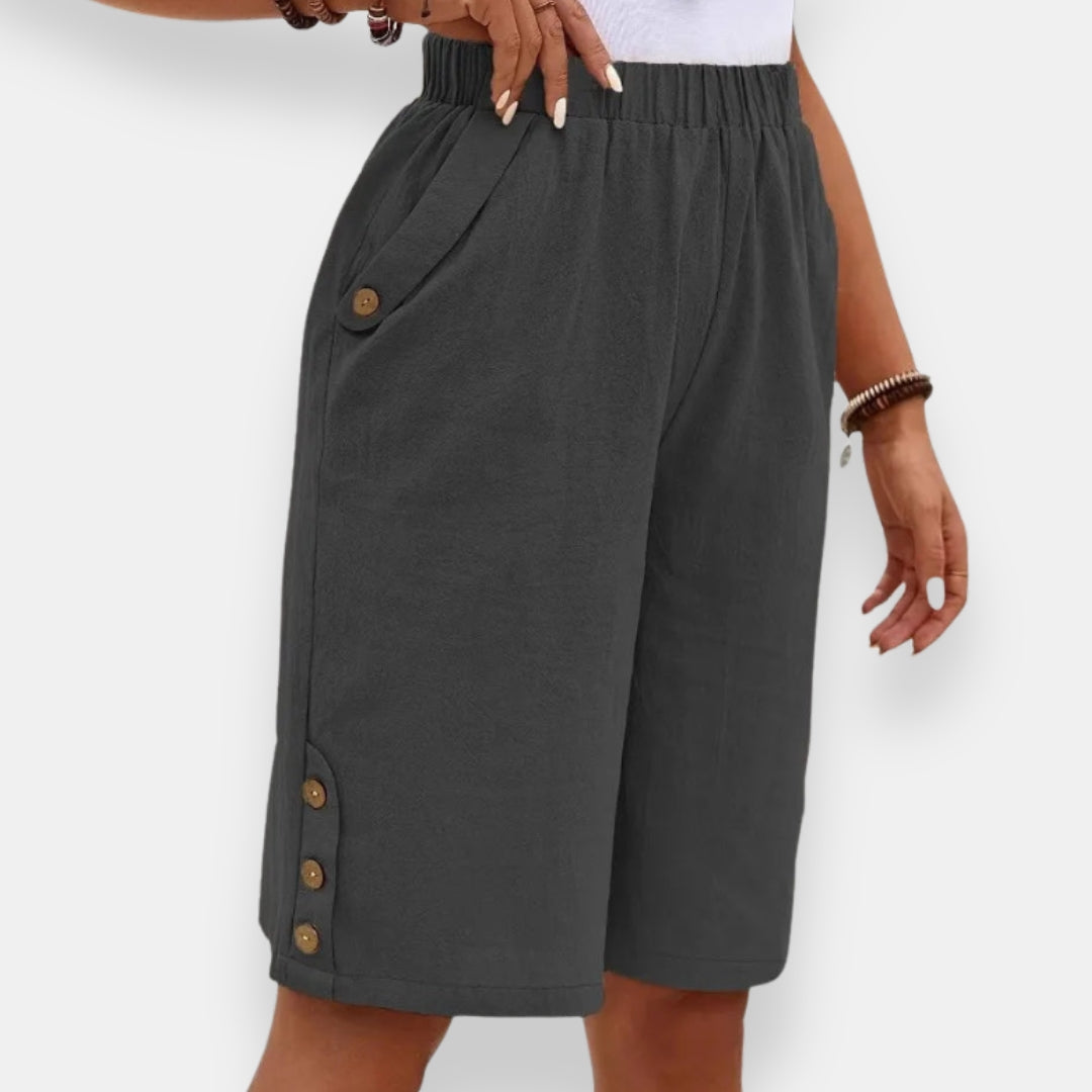 Nadya | Short Élastiqué Boutonné