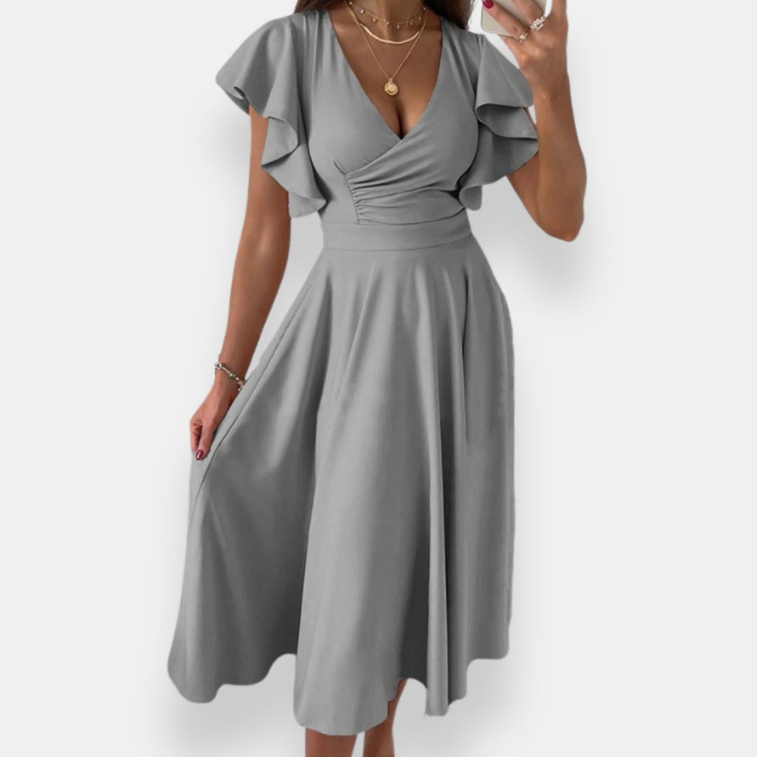 Iseut | Robe midi évasée volantée