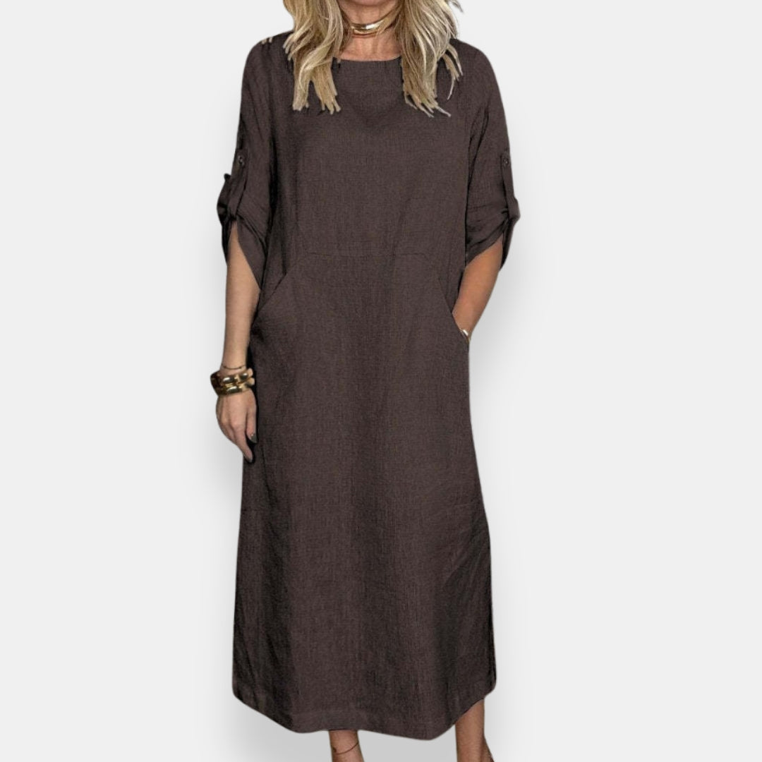 Solène | Robe midi retroussable