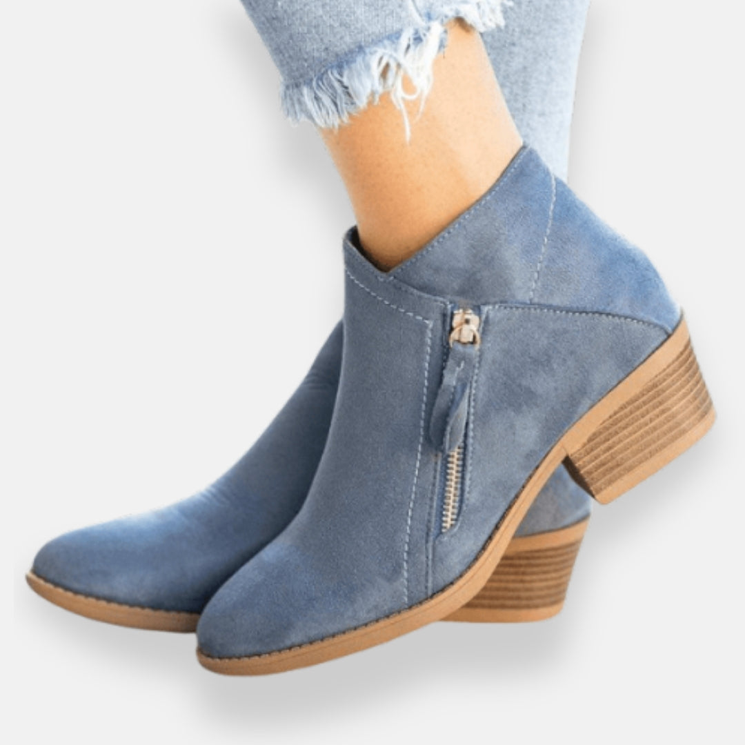 Ismérie | Bottines à Zip et Talon Bas