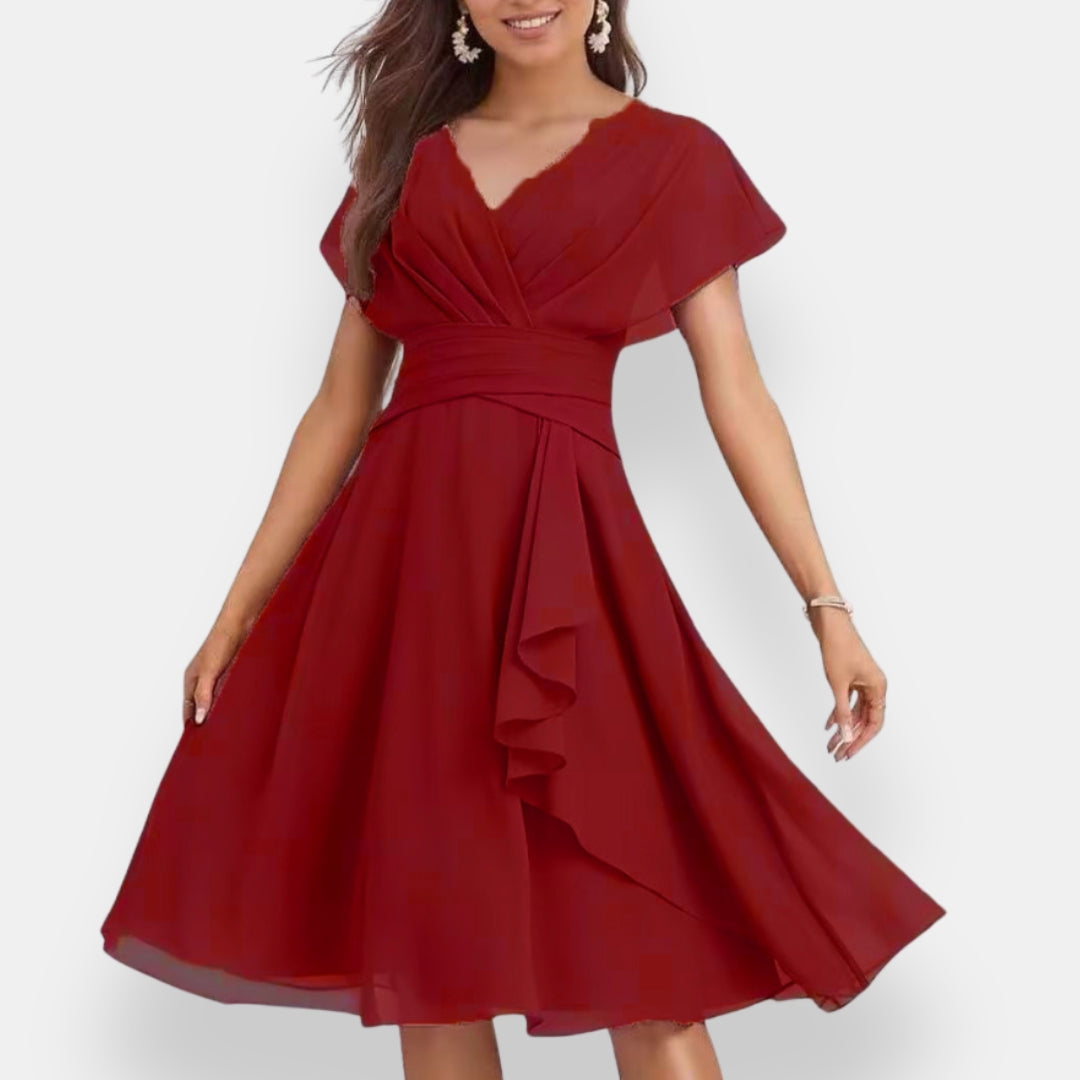 Hespérie | Robe midi cintrée à volants