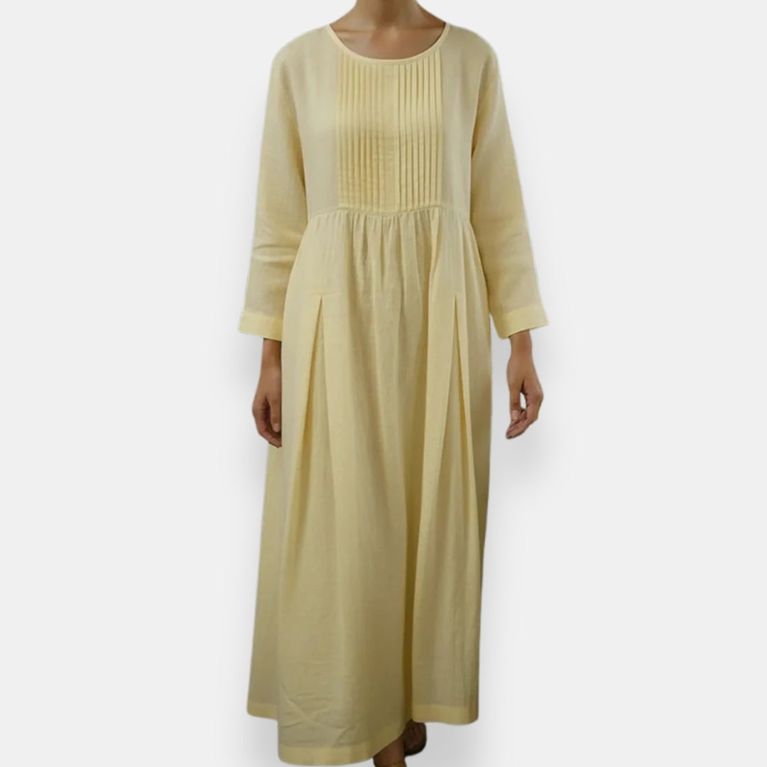 Florie | Robe maxi plastron plissé