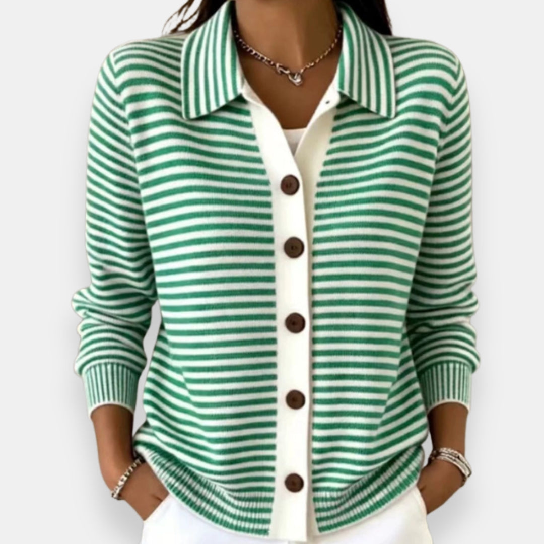 Dénise | Cardigan Rayé Boutonné