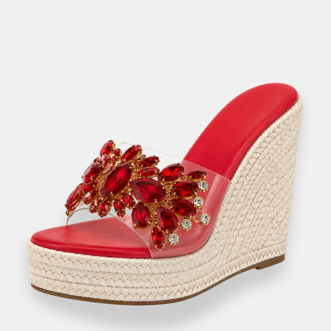 Adervane | Sandales compensées à strass