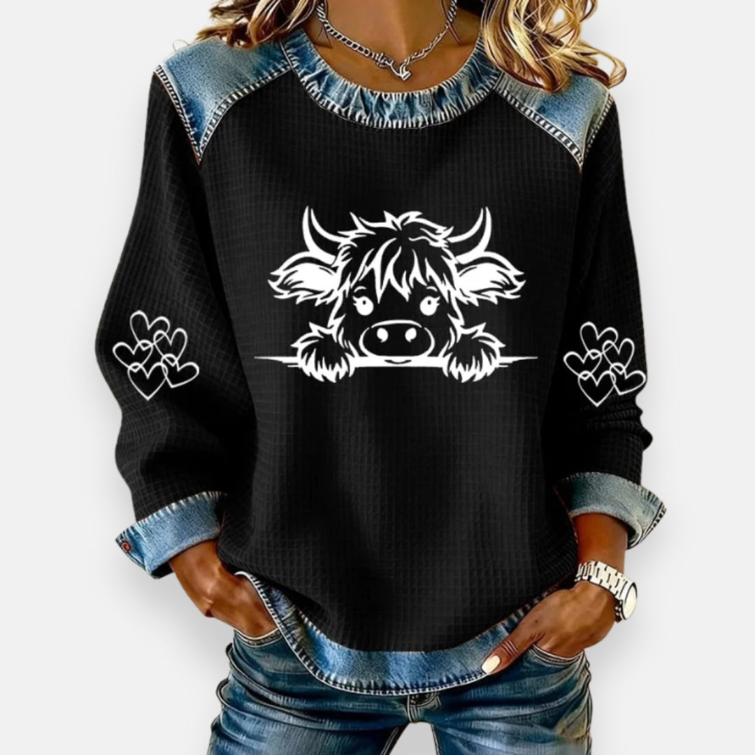 Louisa | Sweat avec imprimé vache