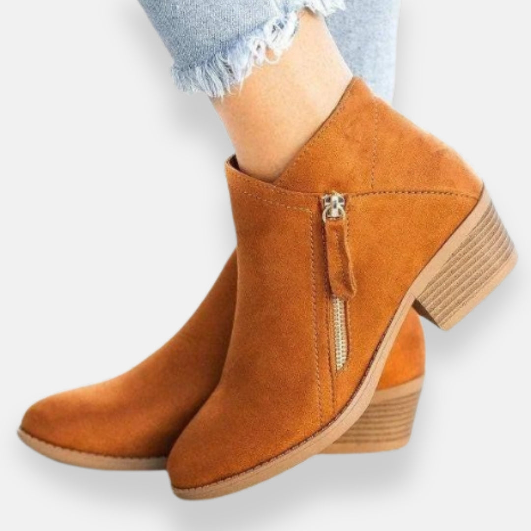 Ismérie | Bottines à Zip et Talon Bas