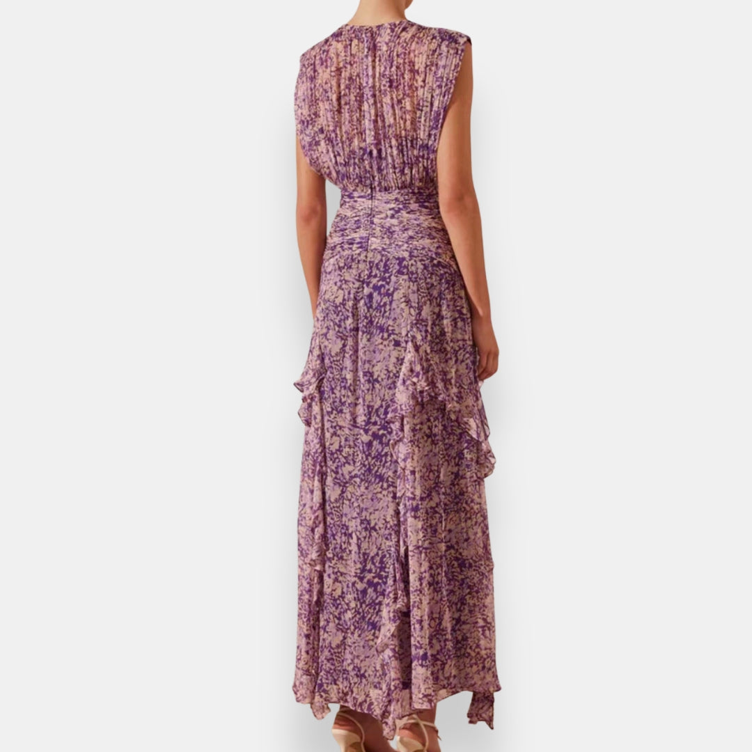 Damaris | Robe longue plissée à volants