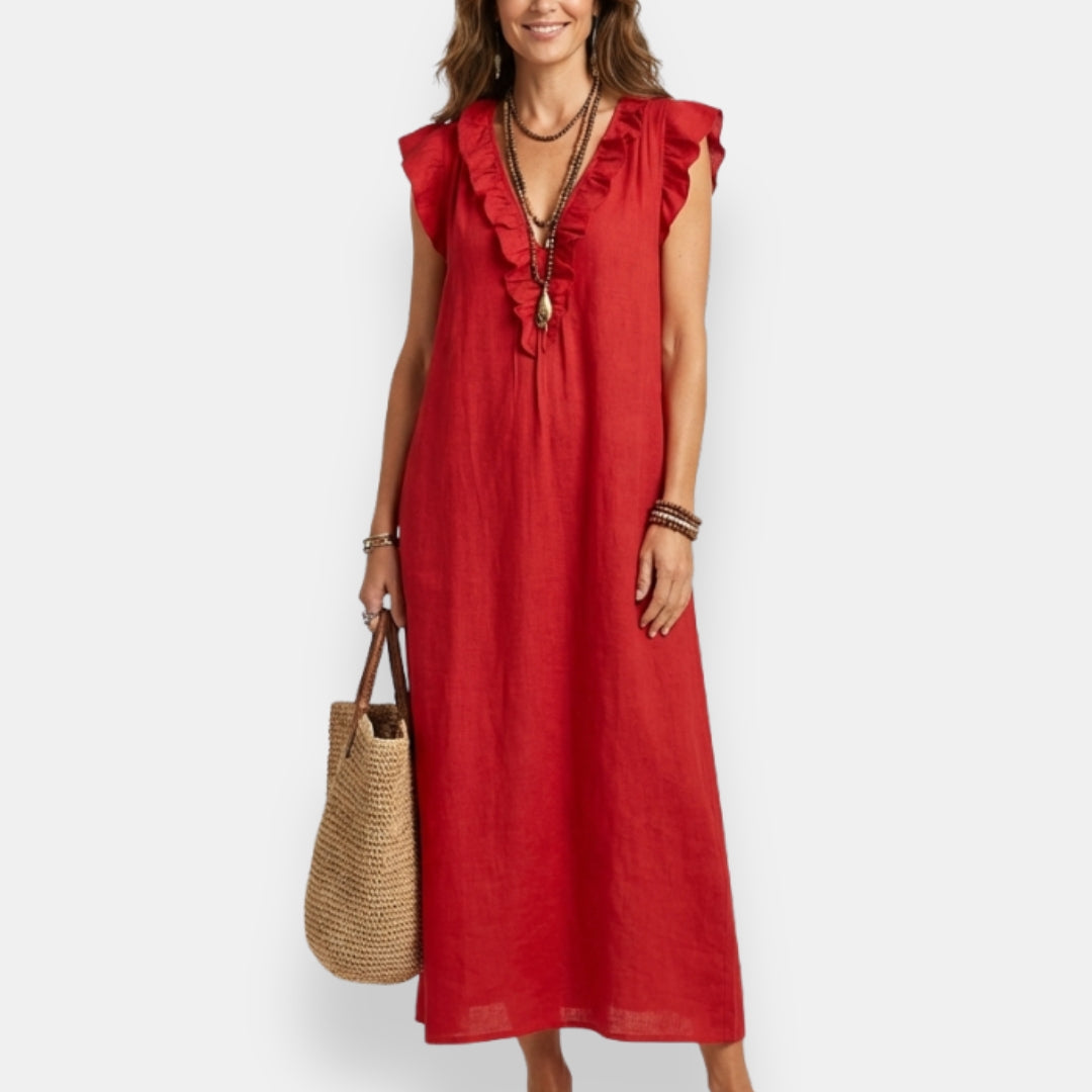 Félourinde | Robe maxi volants col