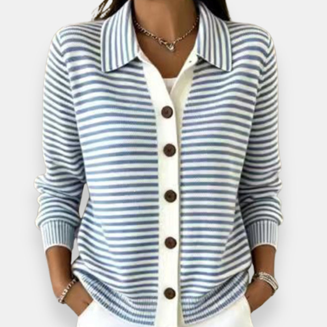 Dénise | Cardigan Rayé Boutonné