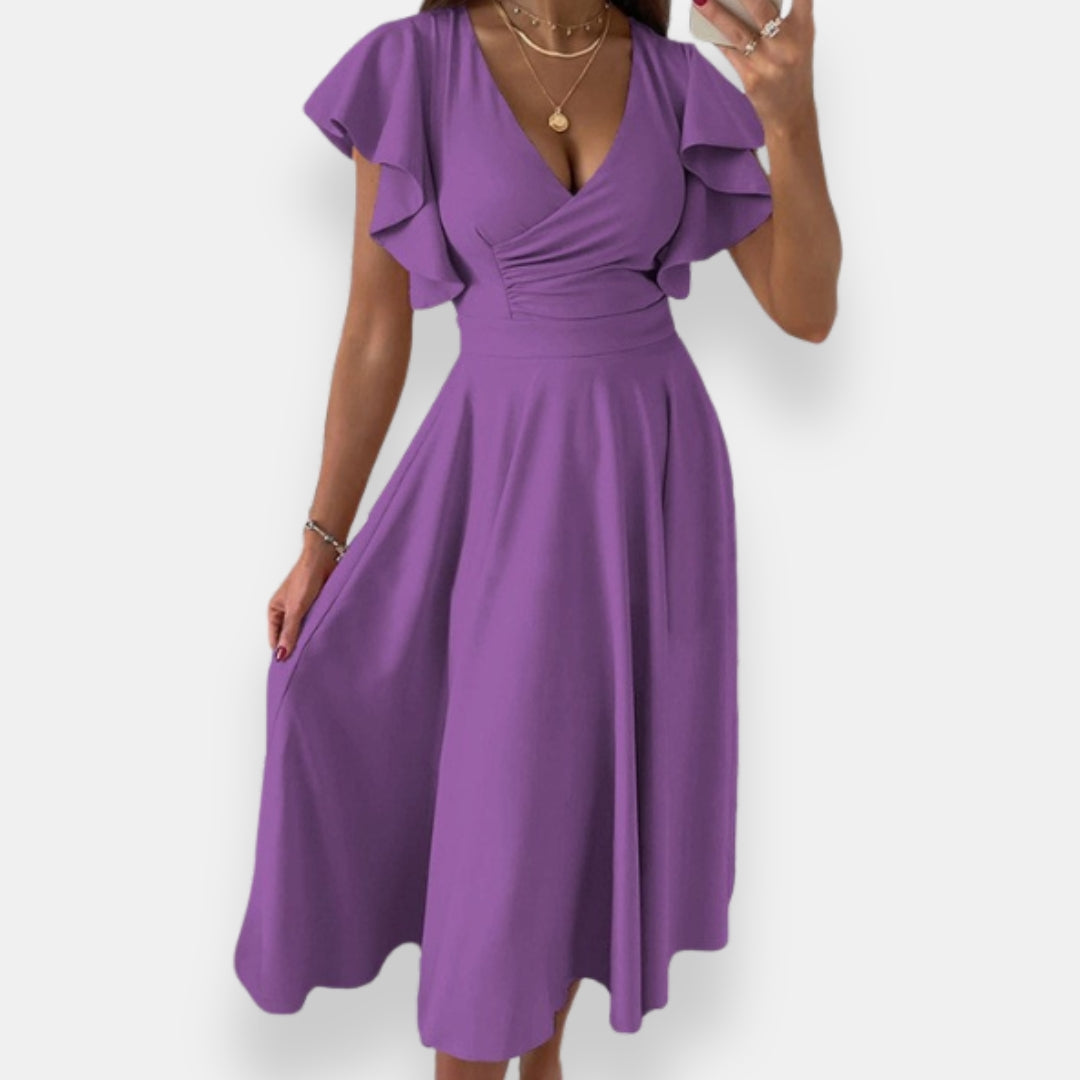 Iseut | Robe midi évasée volantée