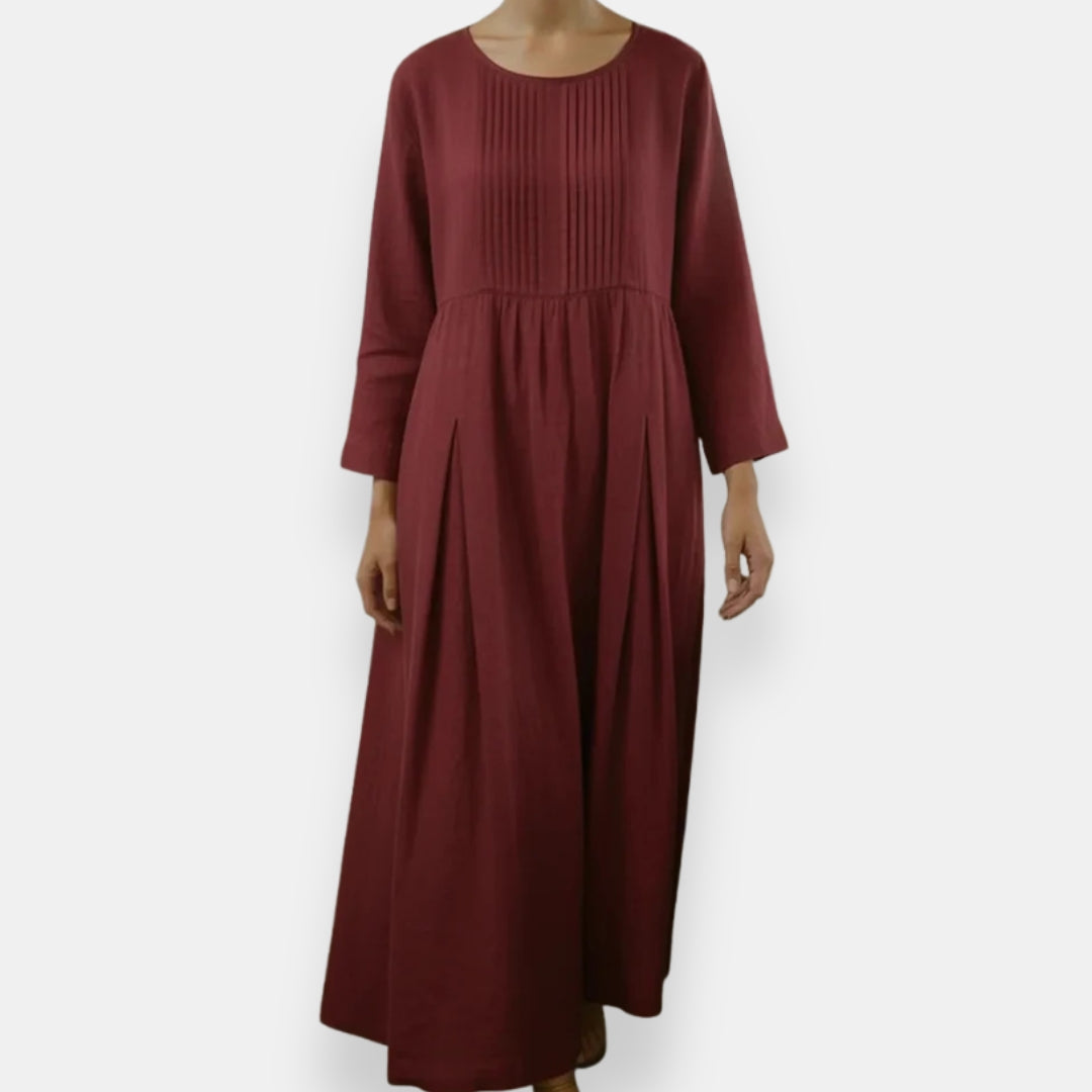 Florie | Robe maxi plastron plissé