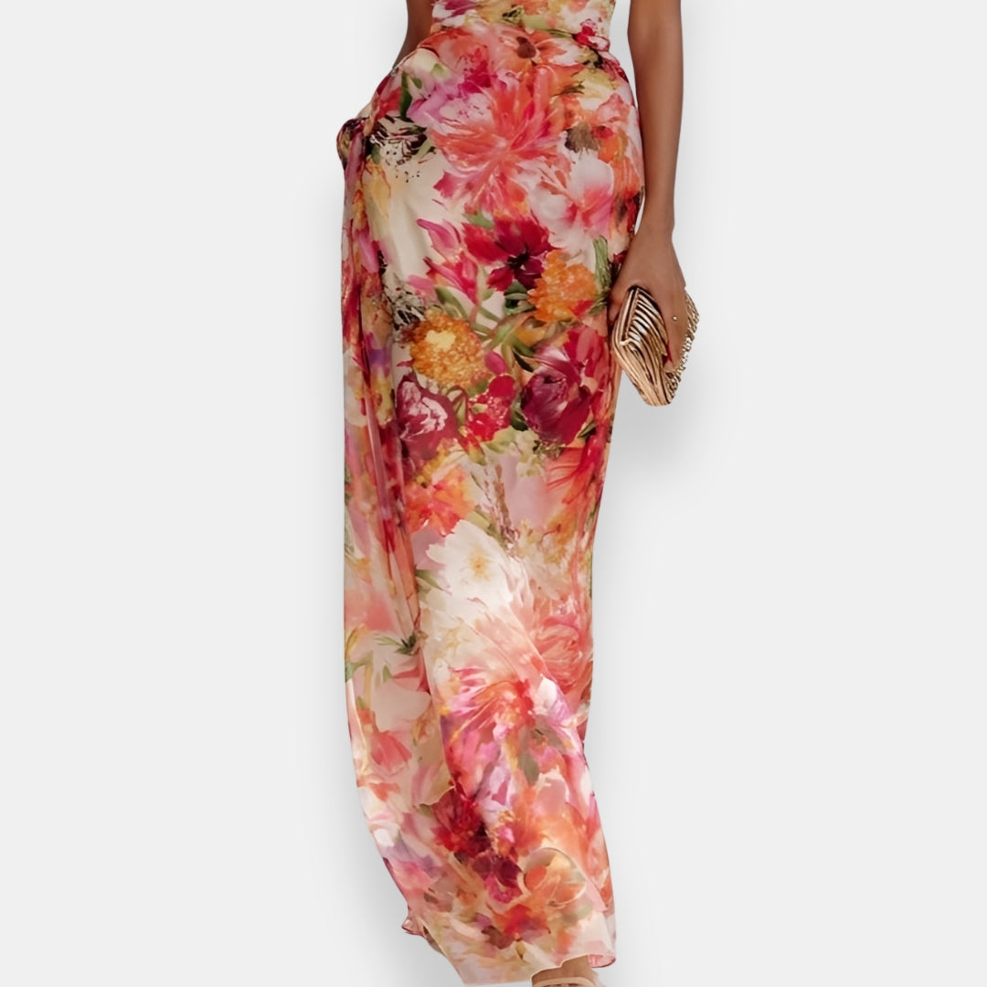 Reslianne | Robe longue fleurie dos nu