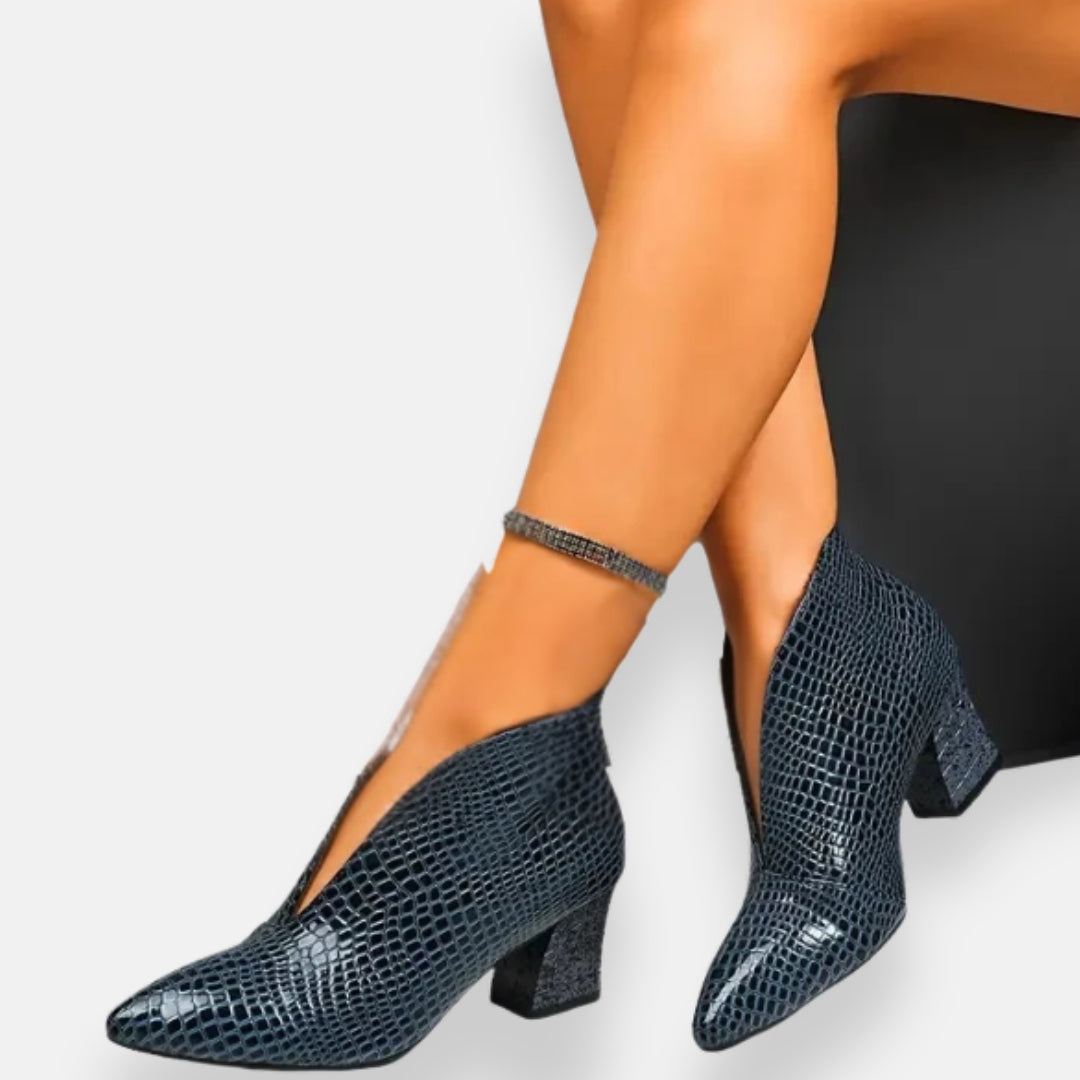 Ingrid | Bottines à talon carré en cuir