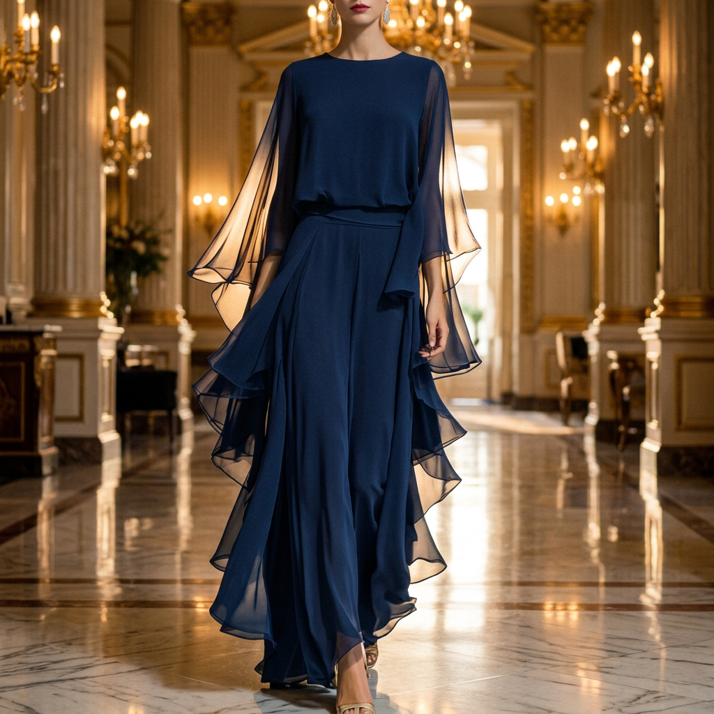 Louna | Combinaison de soirée à manches cape