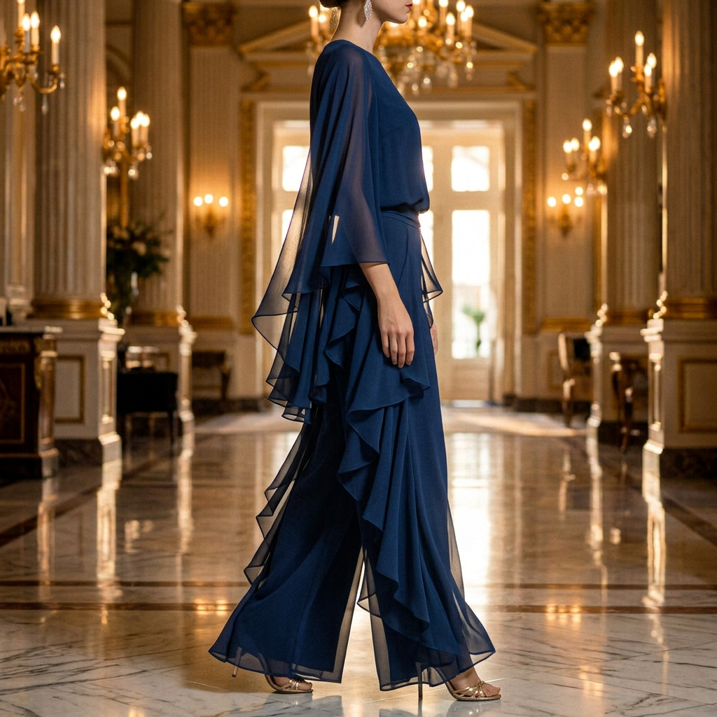 Louna | Combinaison de soirée à manches cape
