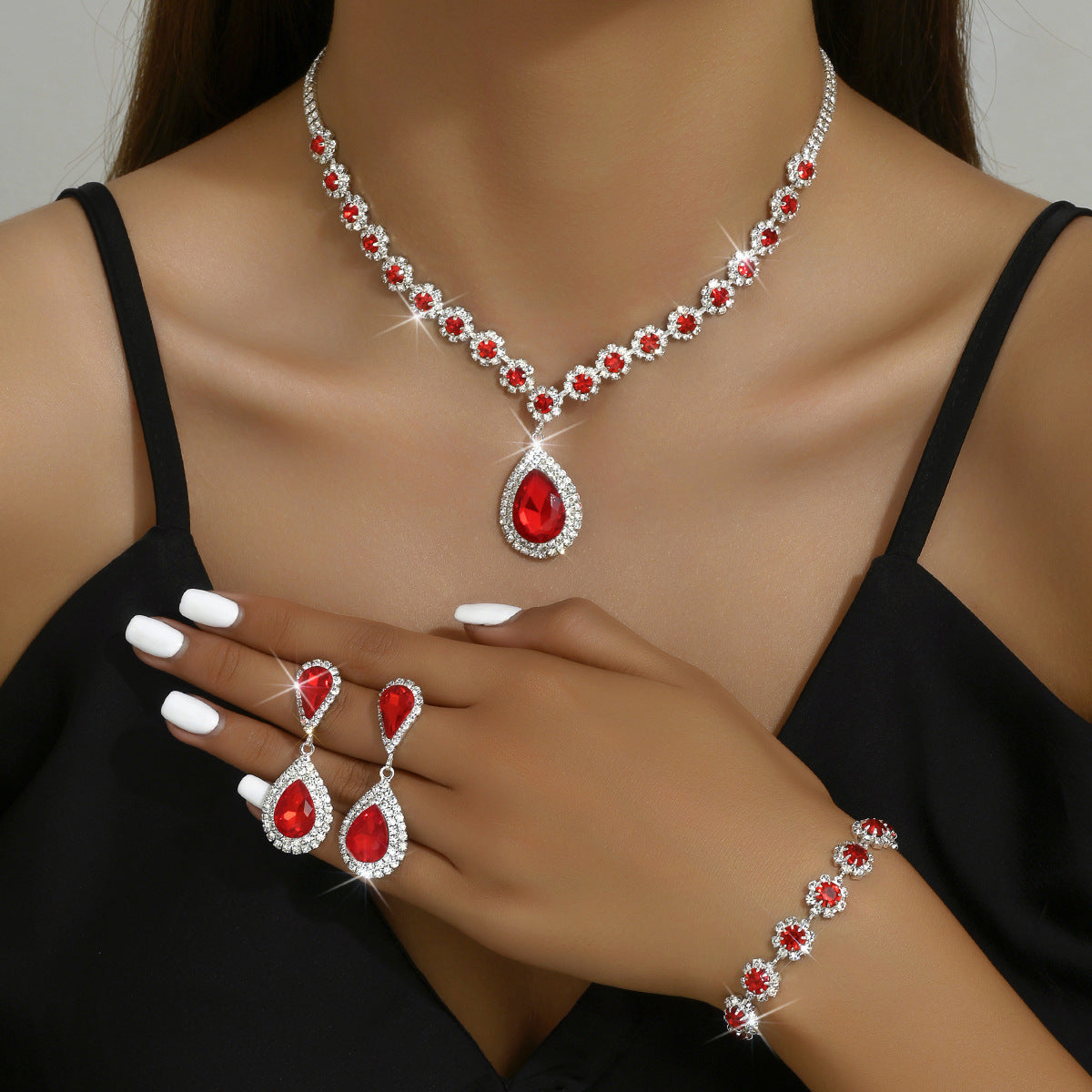 Parure cristal goutte d'eau