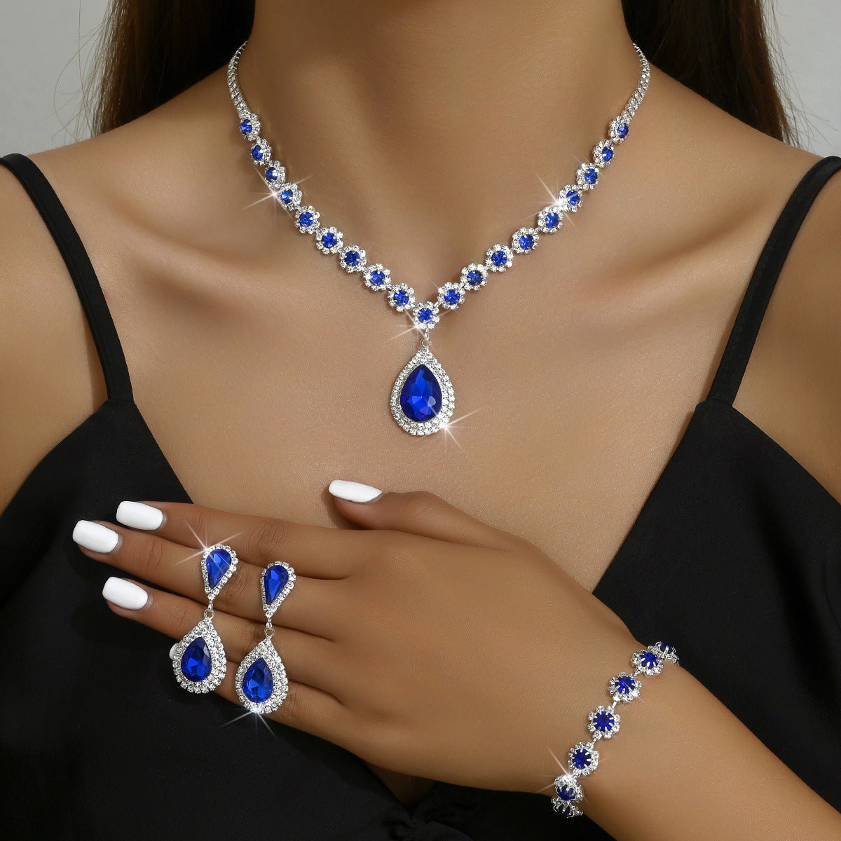 Parure cristal goutte d'eau