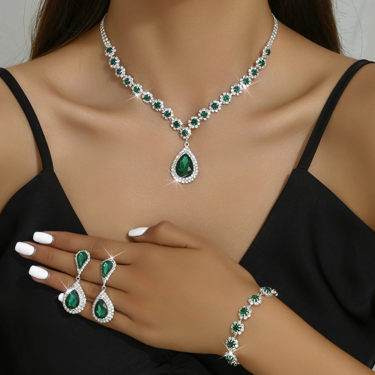 Parure cristal goutte d'eau