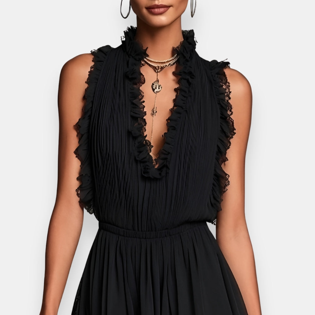 Folvane | Robe Courte Plissée Dentelle