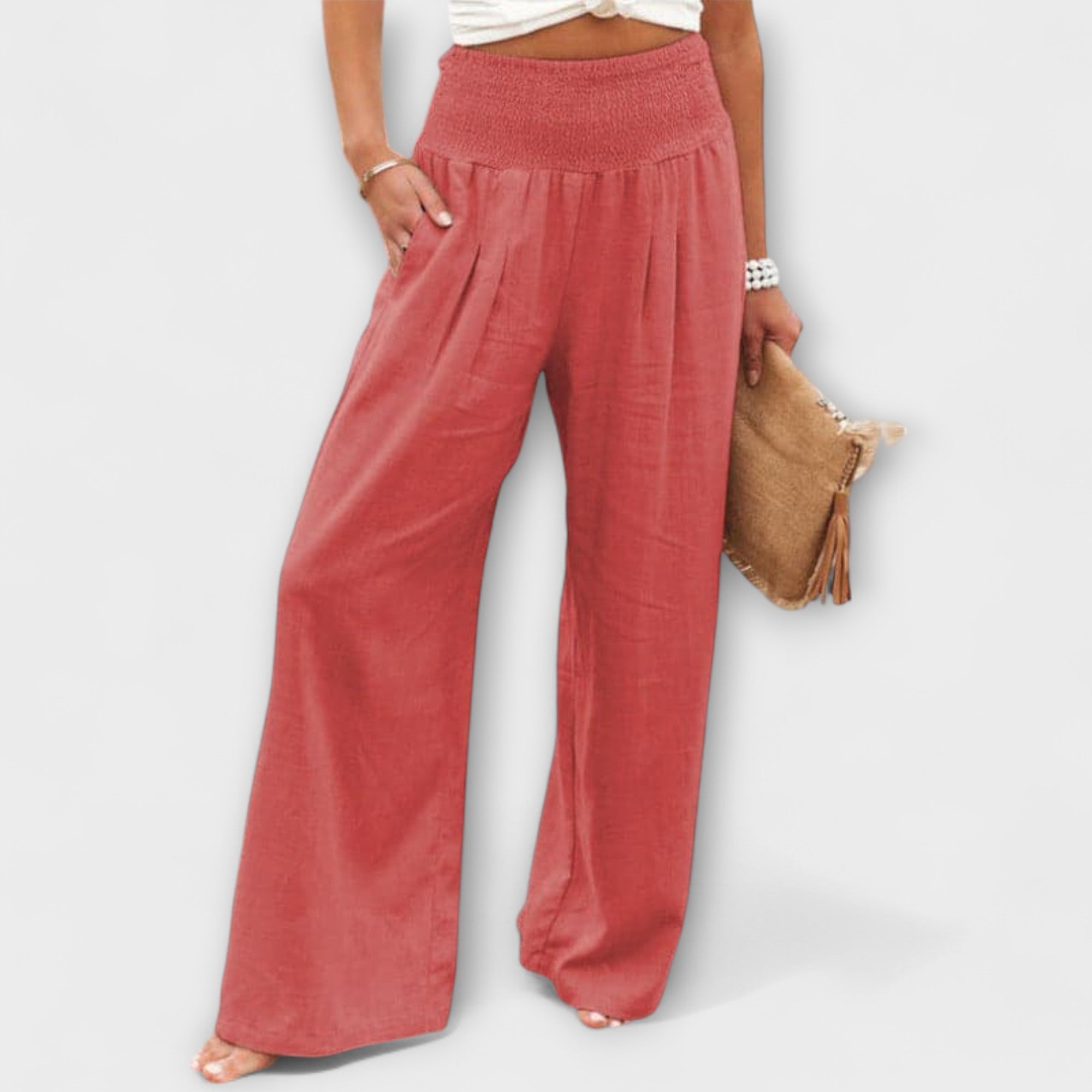 Thearya | Pantalon large en lin décontracté