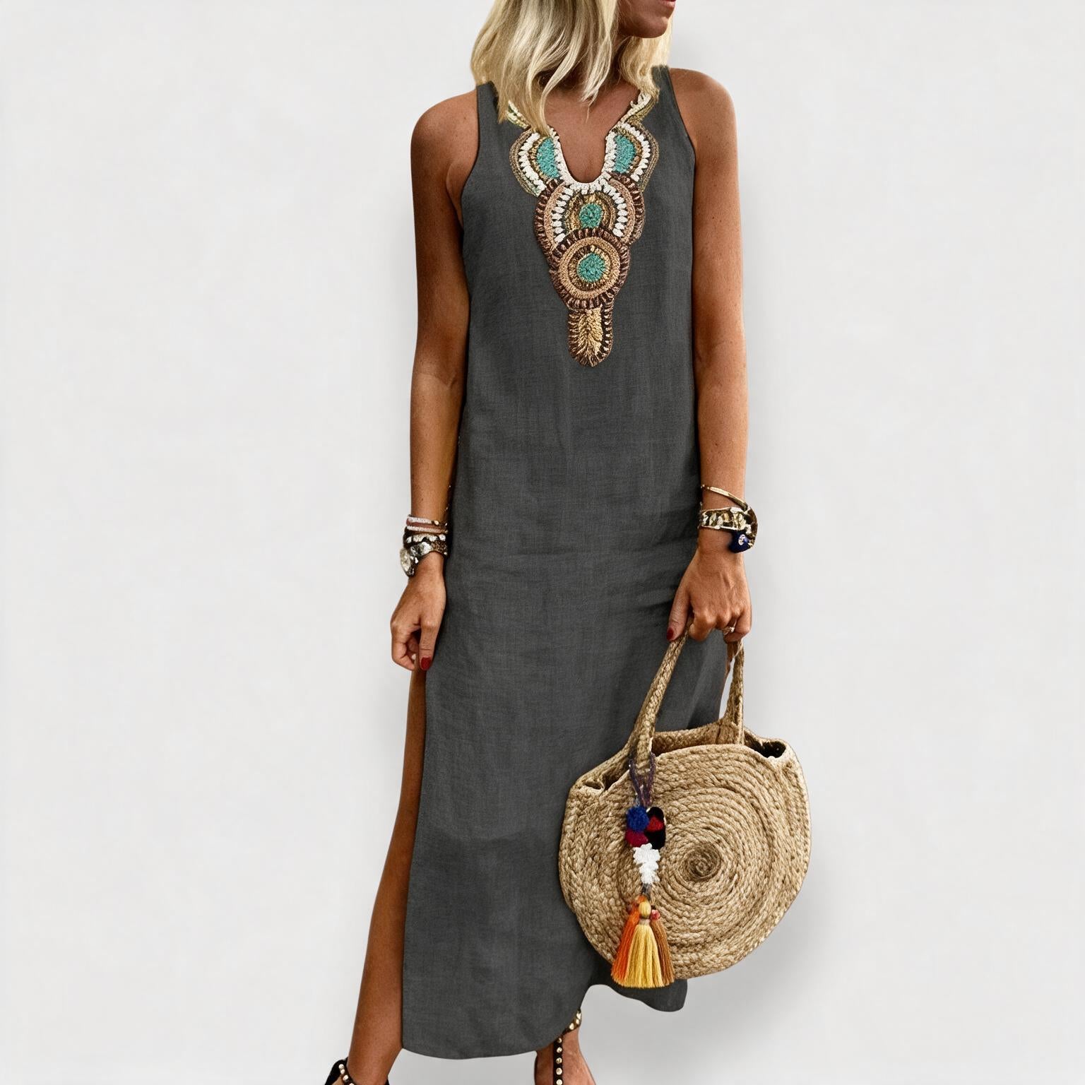 Norvarne | Robe Longue Aztèque Brodée